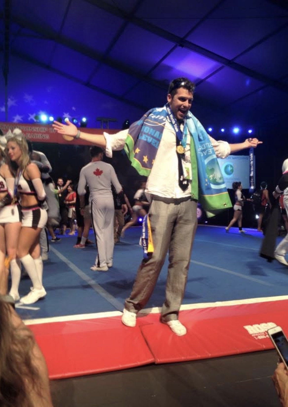 Charles celebrating on the Worlds floor